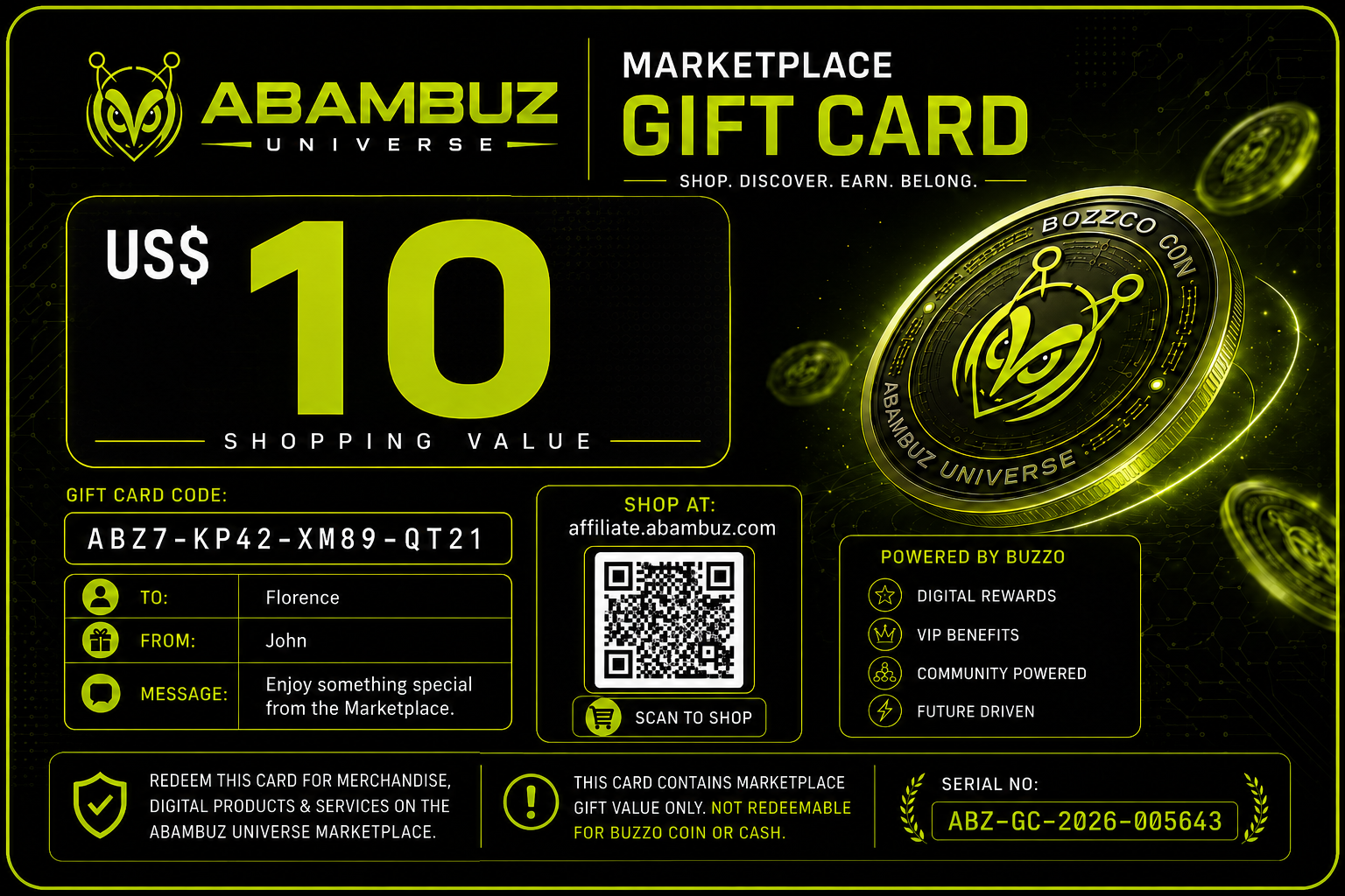 ABAMBUZ Marketplace Digital Gift Card